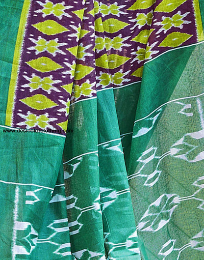 Purple Printed Cotton Pre-draped Saree