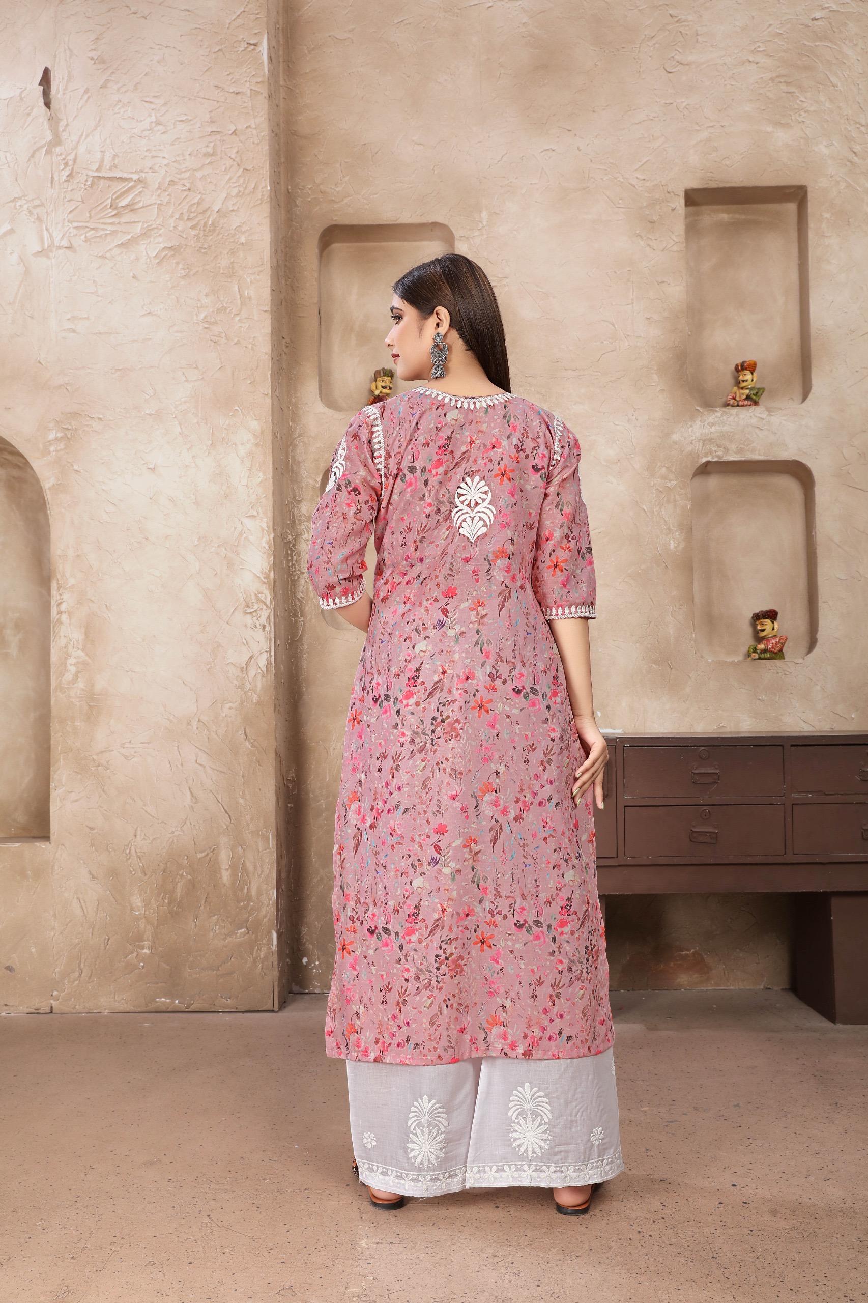 Product Image - Elegant Chikankari Kurti Plazoo - Premium Georgette Fabric for Festive Wear