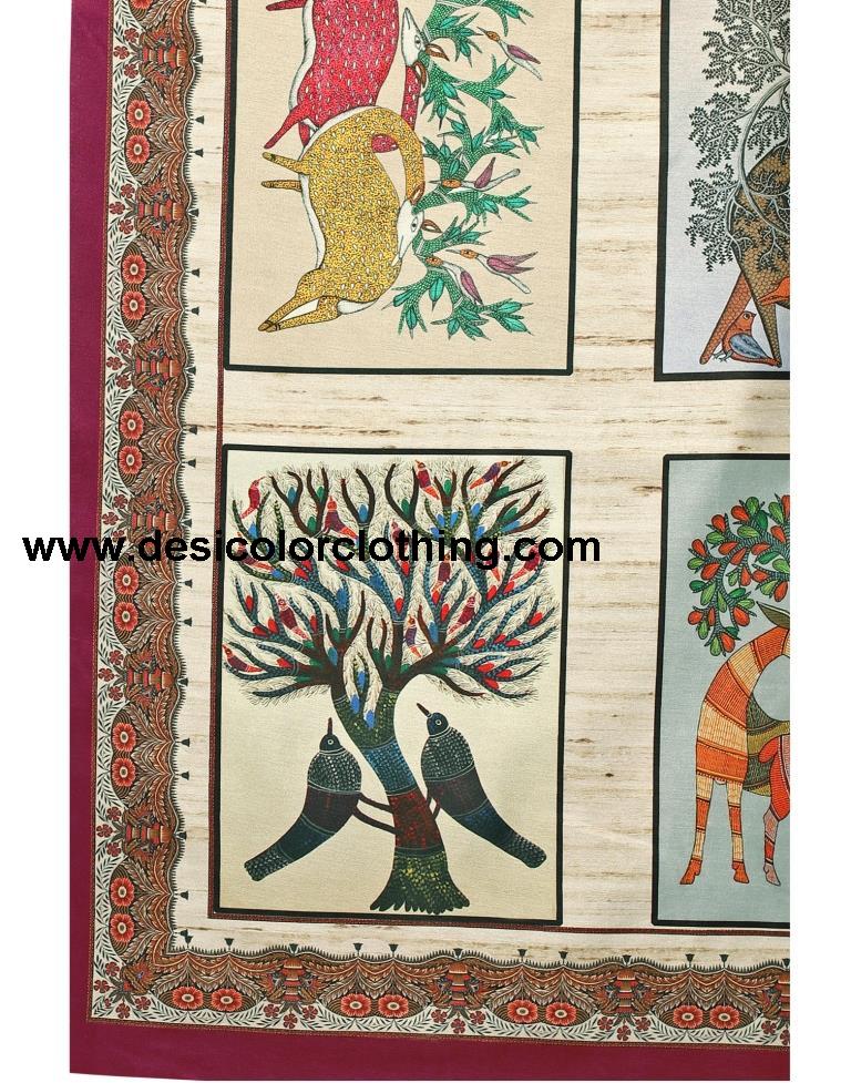 Cream Coloured Art Silk Digital Printed Casual saree
