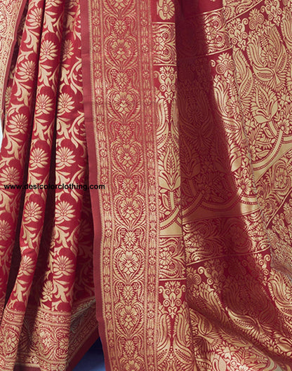 Red Jacquard Silk Saree