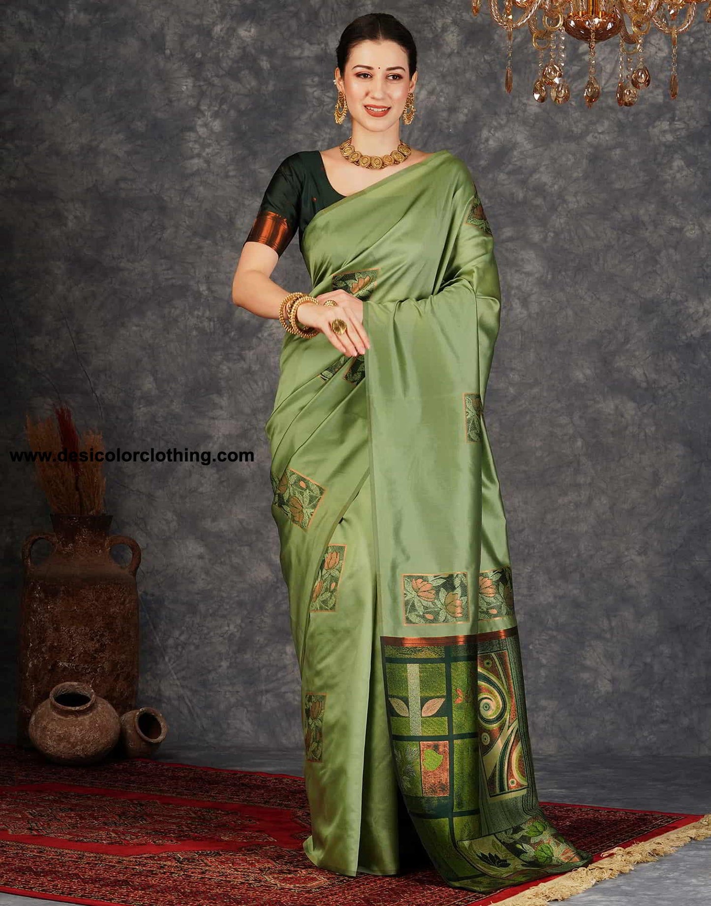 Green Banarasi Silk Woven Saree