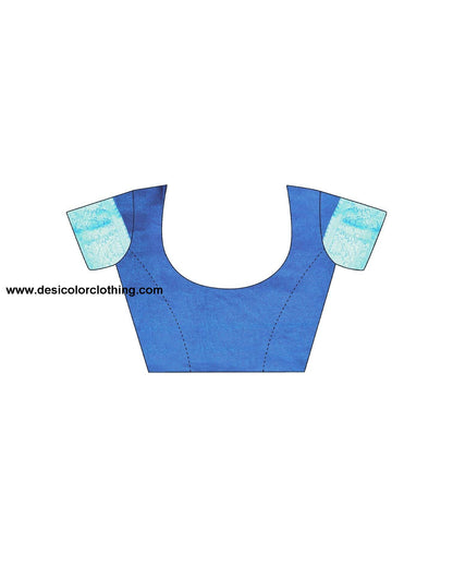 Blue Plain Organza Saree