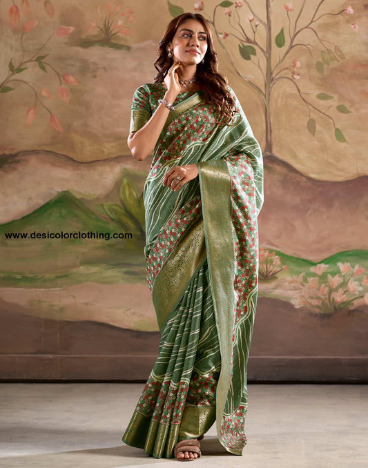 Blue Silk Printed Saree