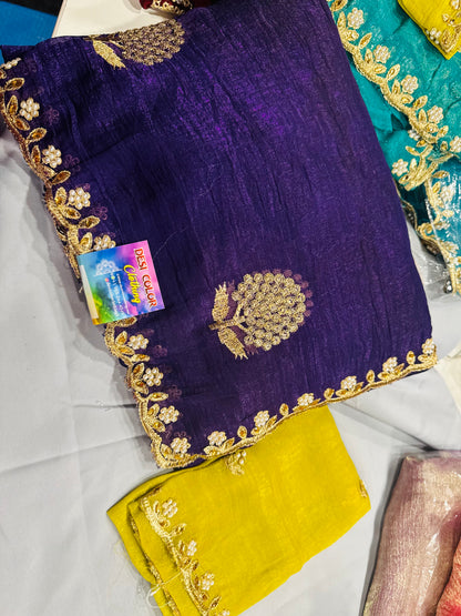 Designer Crushed Sarees Online | Elegant & Trendy DesiColorClothing