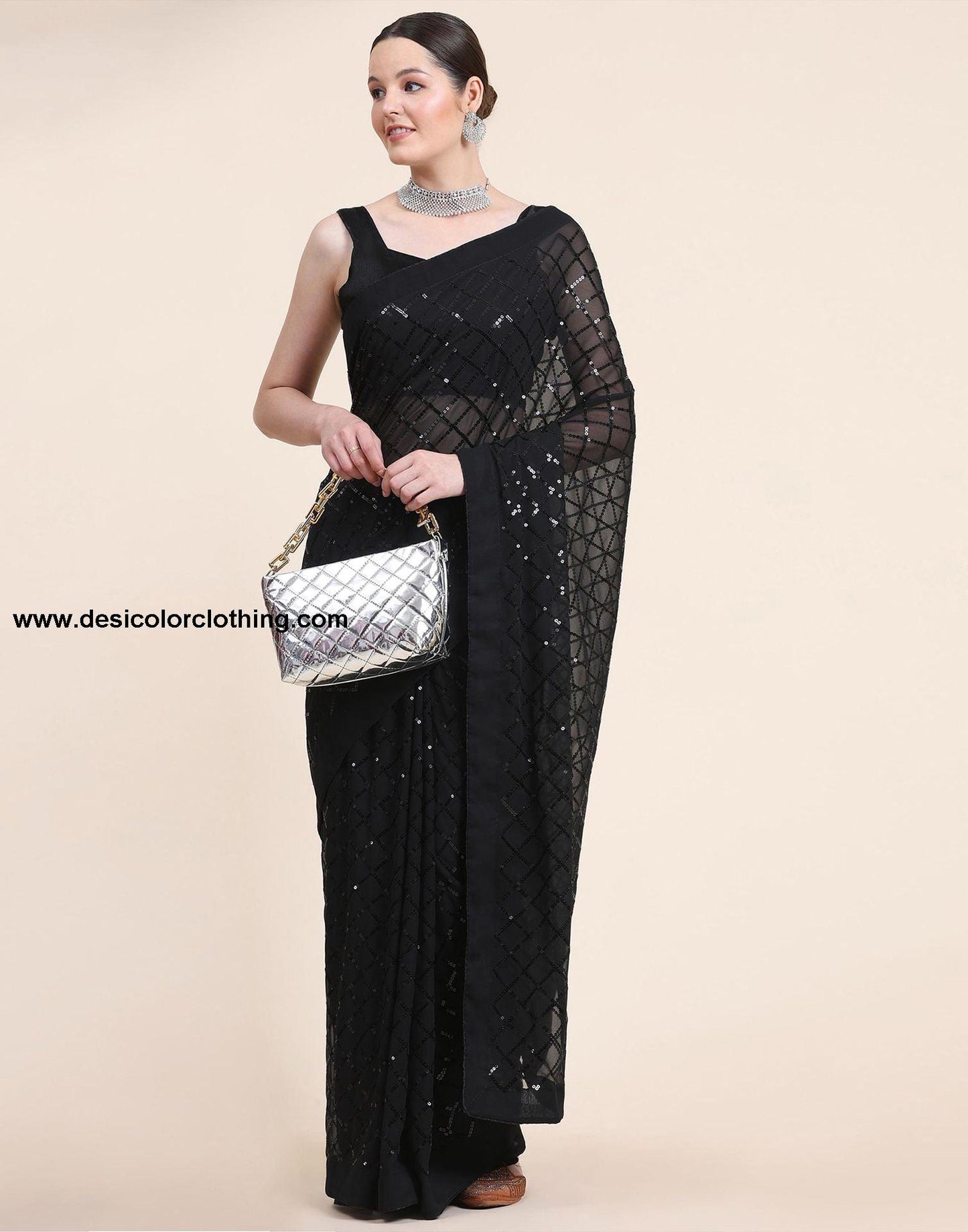 Black Sequence Saree