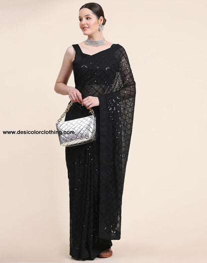 Black Sequence Saree