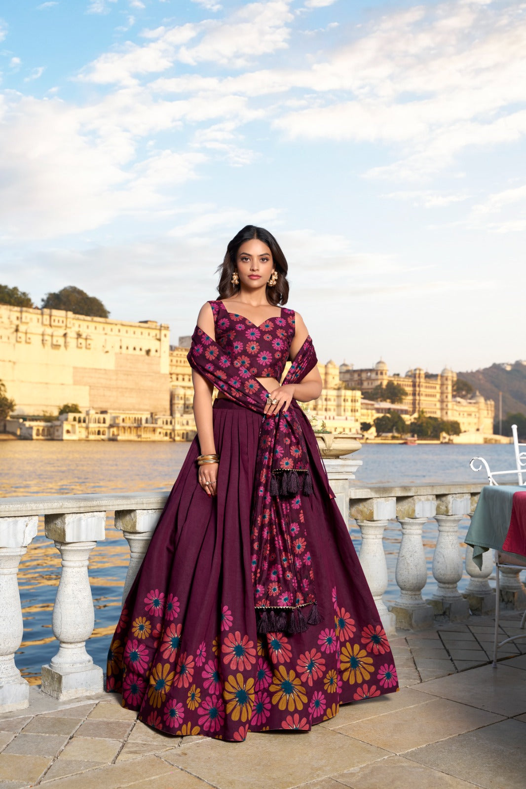Product Image - Designer Floral Printed Lehenga Choli in Tussar Silk for Festive & Wedding Wear