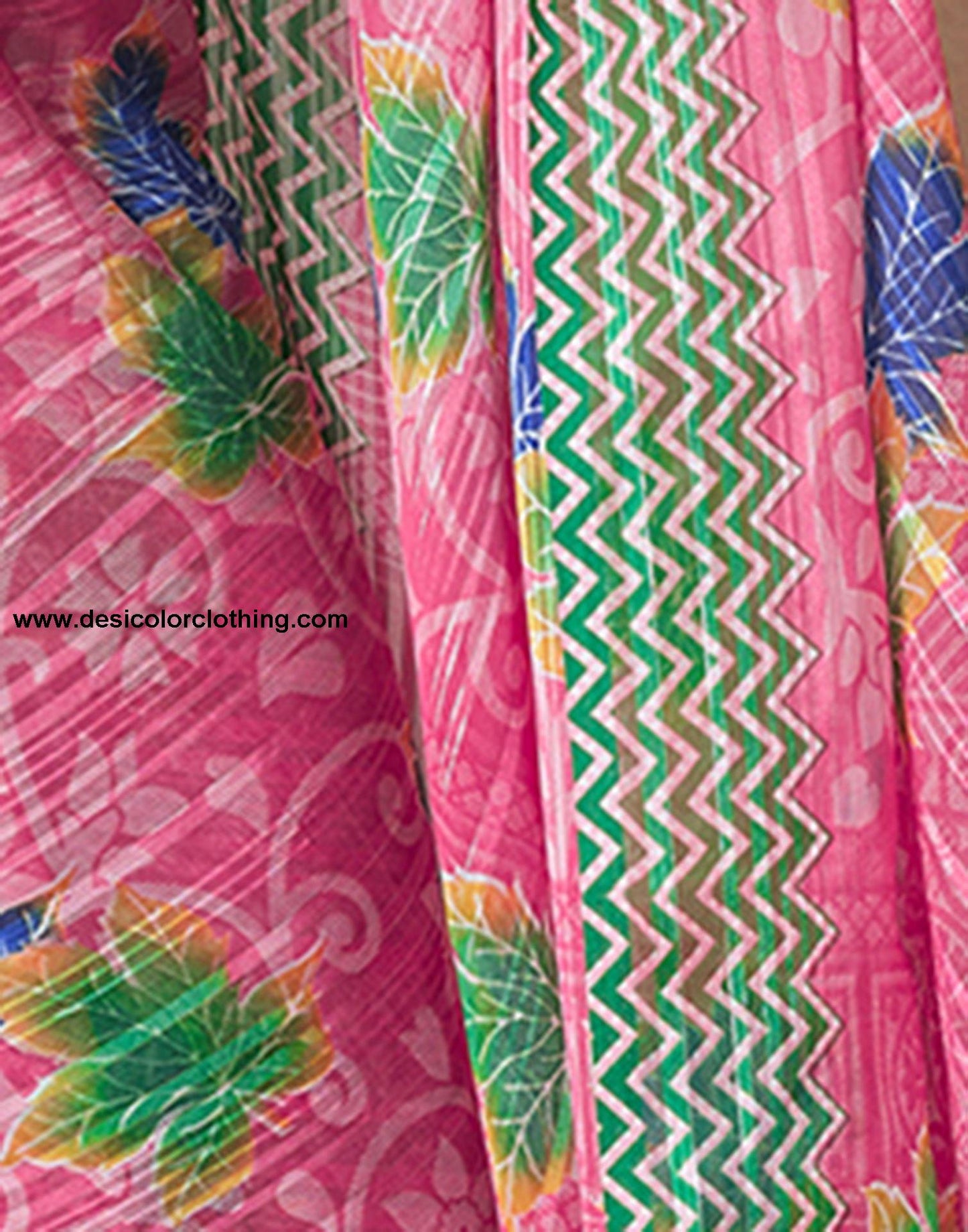 Pink Printed Georgette Saree