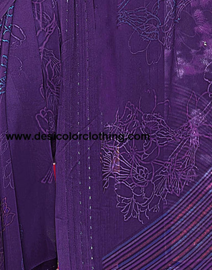 Purple Georgette Printed Saree
