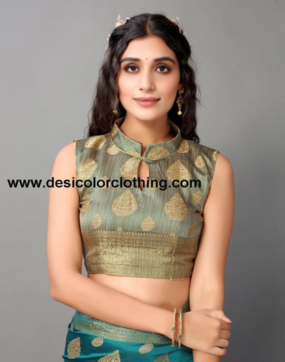 Rama Green Banarasi Silk Saree