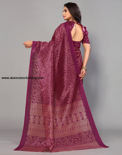 Purple Silk Printed Saree