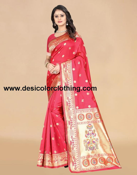 Peach Paithani Silk Saree