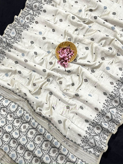 Product Image - Designer Kovai Cotton Jamdani Saree with Minakari Work