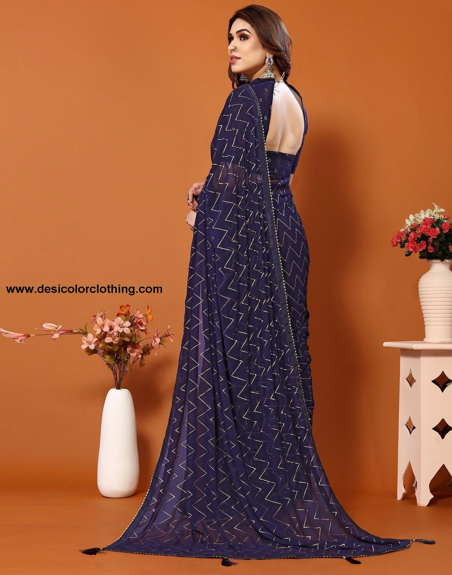 Blue Printed Saree