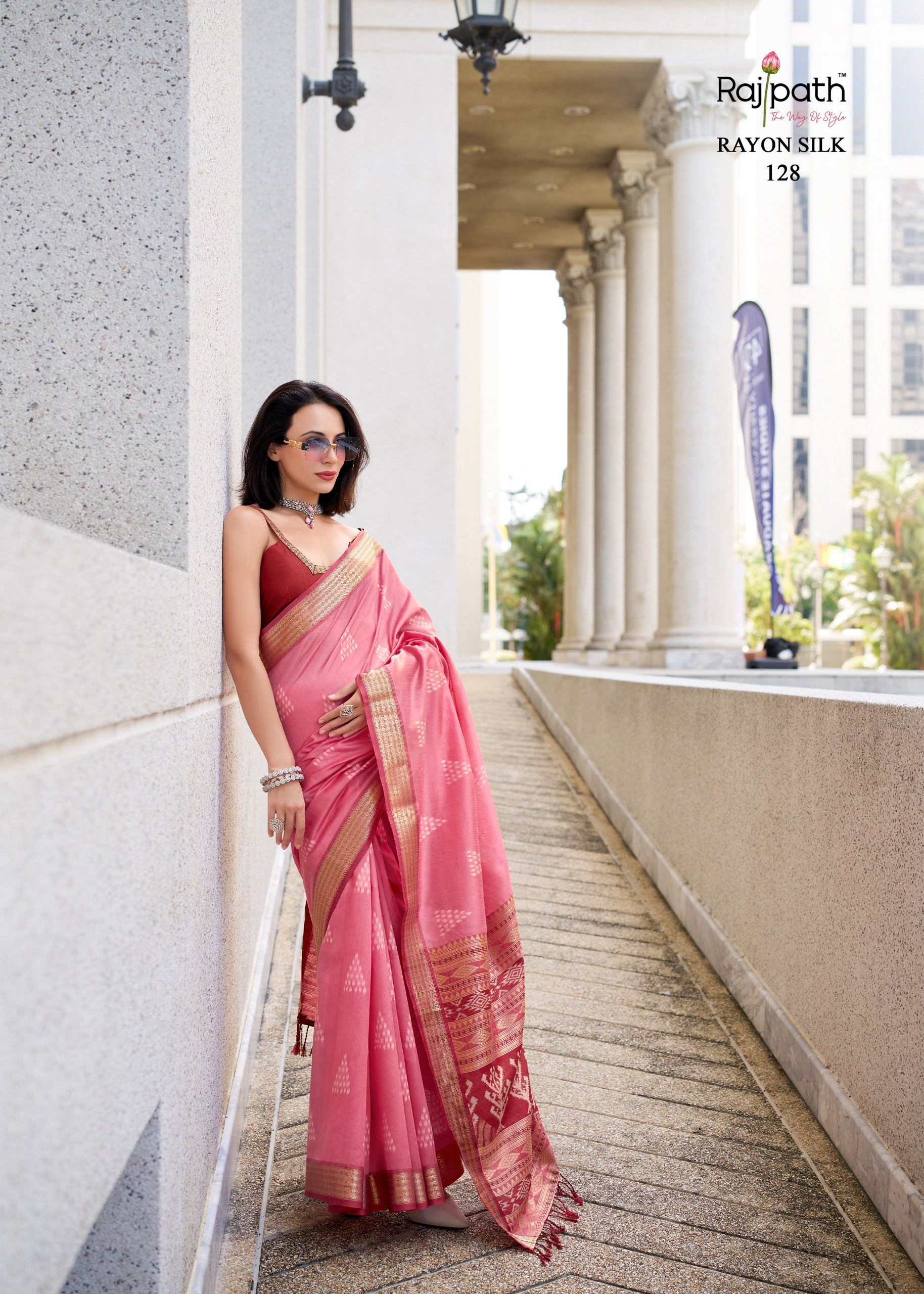 Product Image - RajYog Designer Ikkat Pattern Georgette Saree - Festive Wear & Wedding Outfits