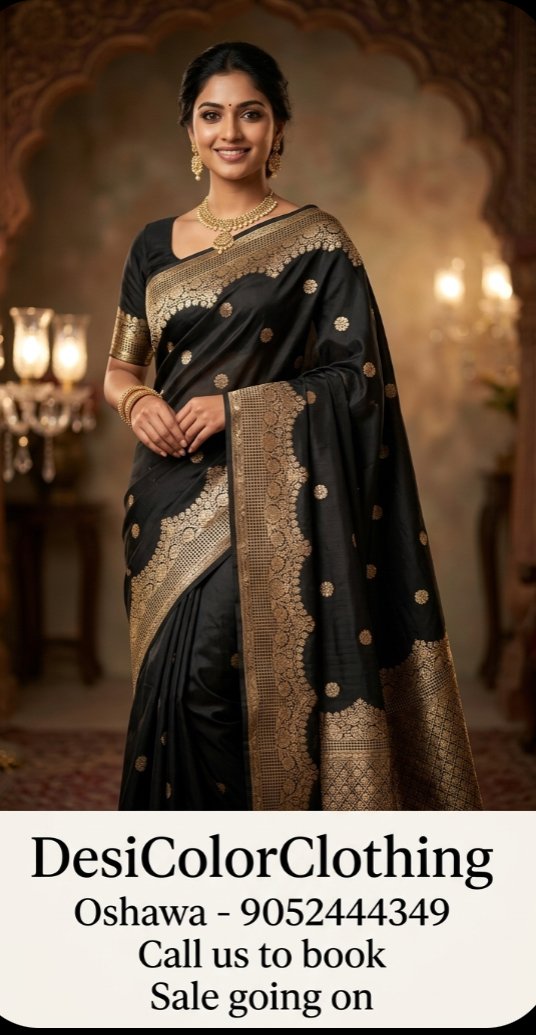 Product Image - Elegant Black and Gold Kachipuram Silk Saree - 1