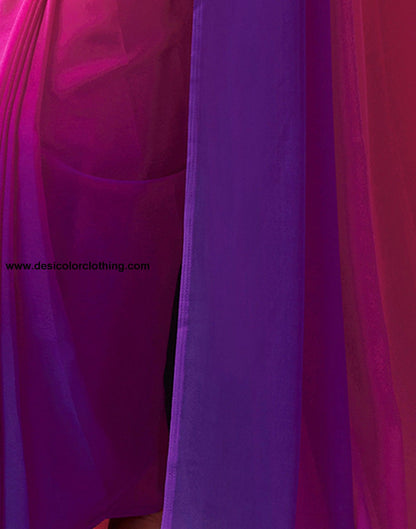 Pink Georgette Plain Ready to Wear Saree