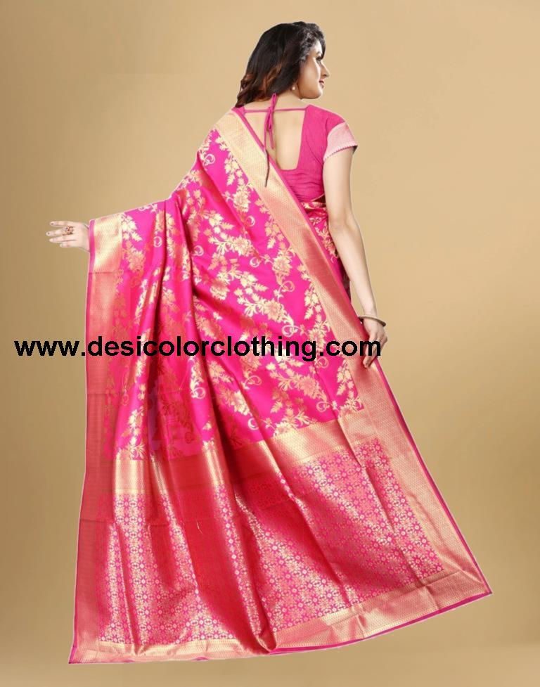 Pink Banarasi Silk Saree