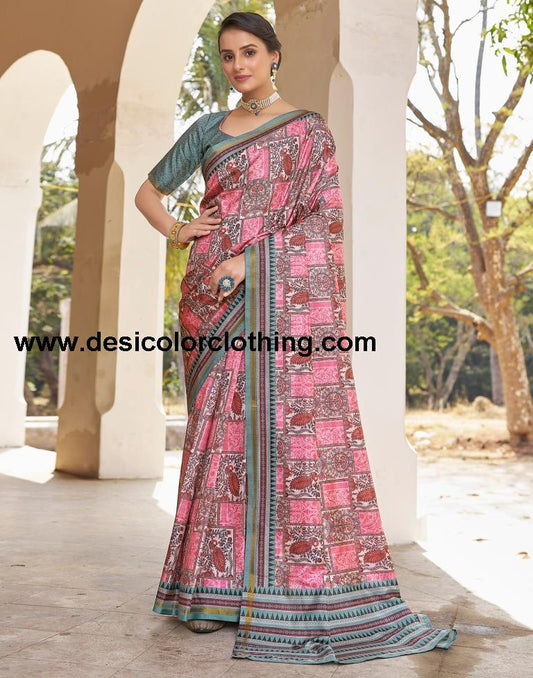 Pink Silk Printed Ready To Wear