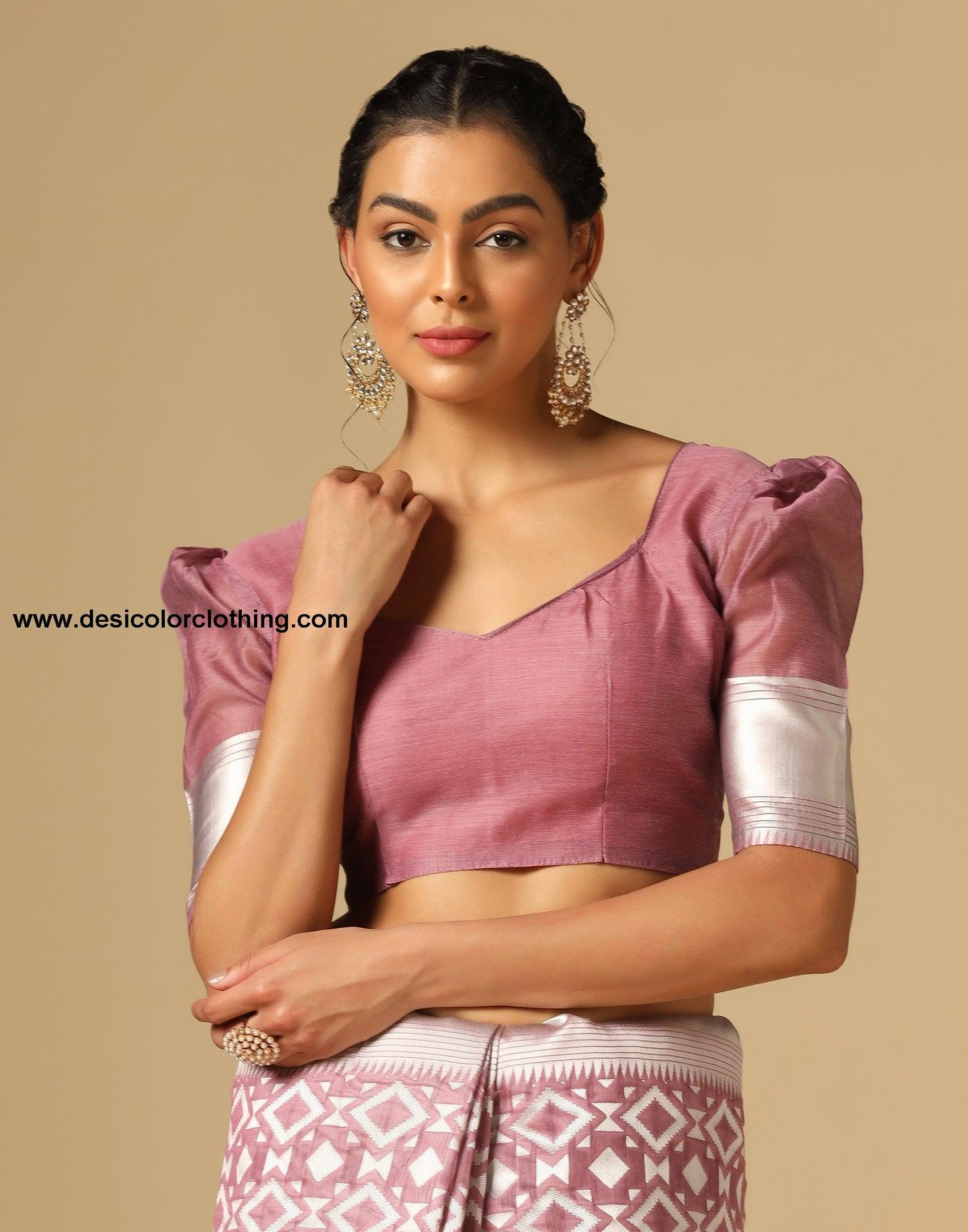 Pink Banarasi Cotton Saree
