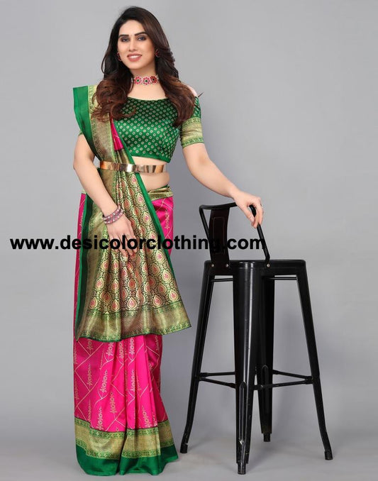 Pink Banarasi Silk Saree