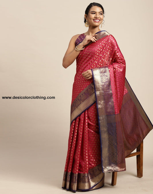 Dark Pink Silk Saree