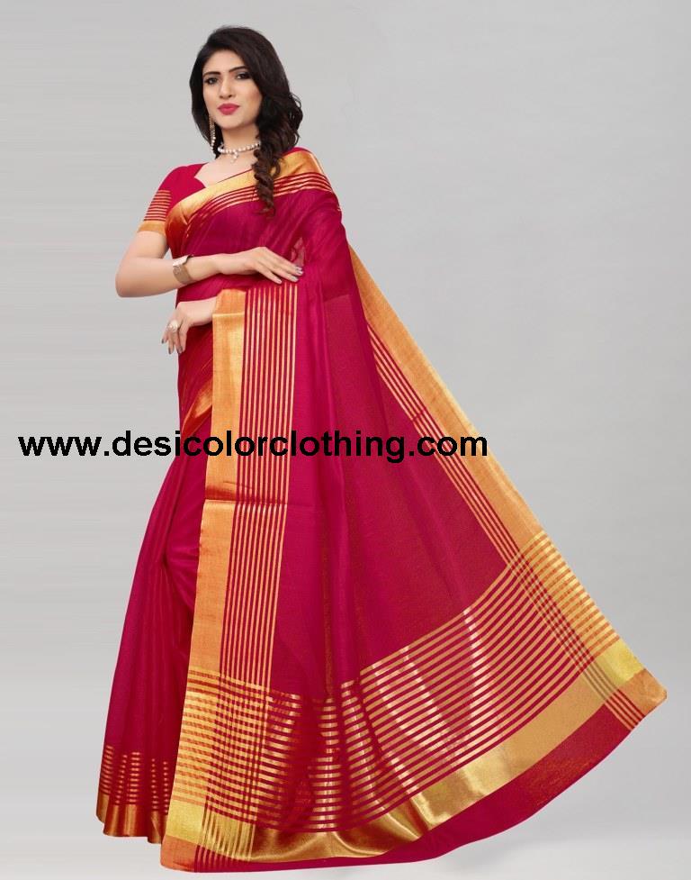 Red Gold Cotton Silk Saree | 807S1
