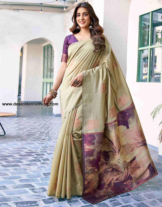 Purple Silk Woven Saree