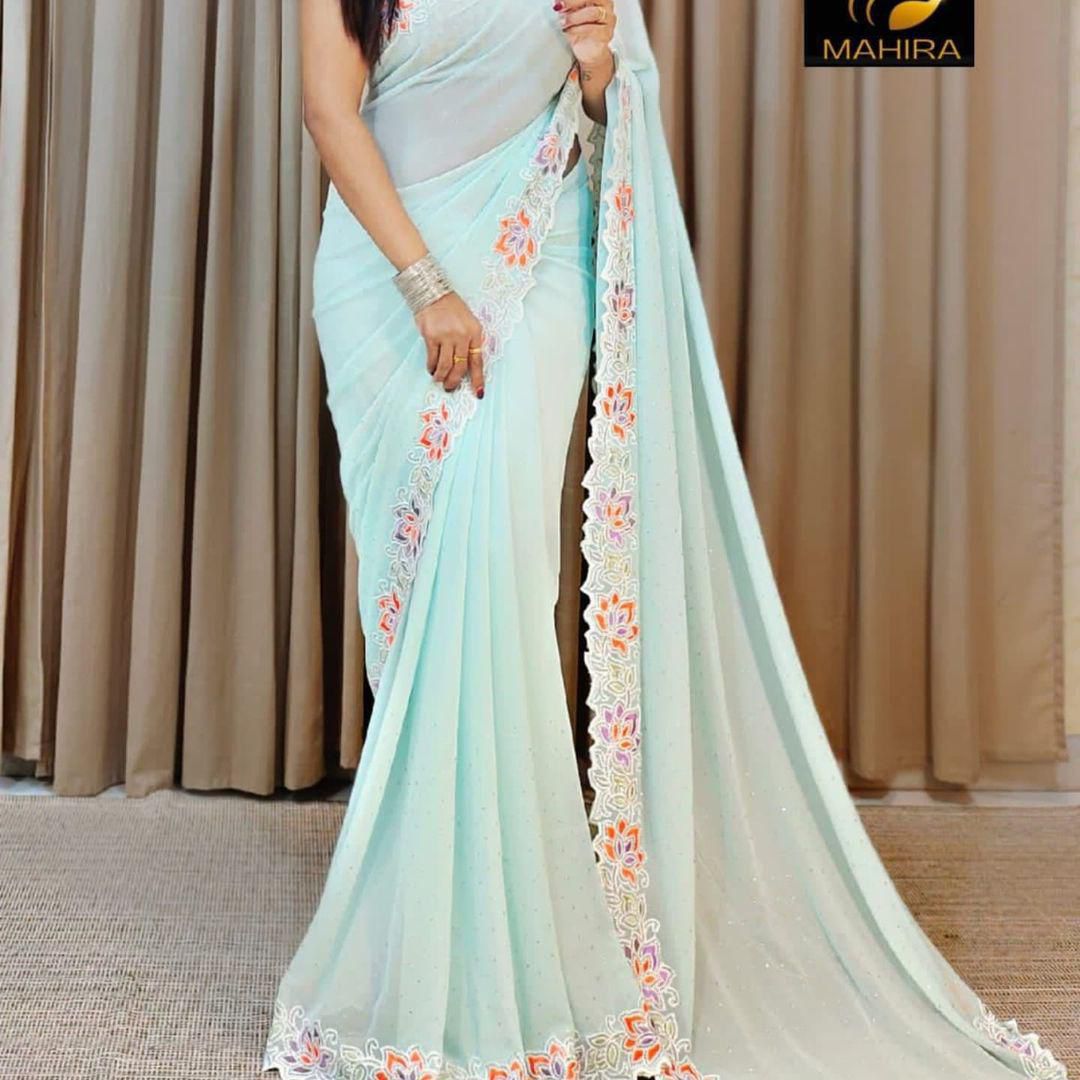Product Image - Designer Georgette Saree - Perfect Festive and Wedding Attire