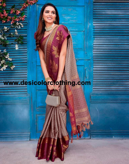 Pink Silk Woven Saree