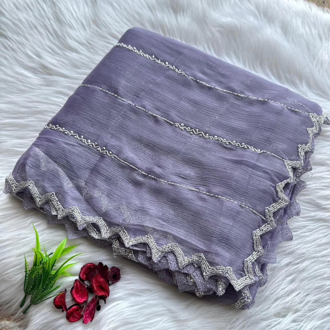 Product Image - Exquisite Zimmy Choo Designer Saree with Khatli and Hand Diamond Work