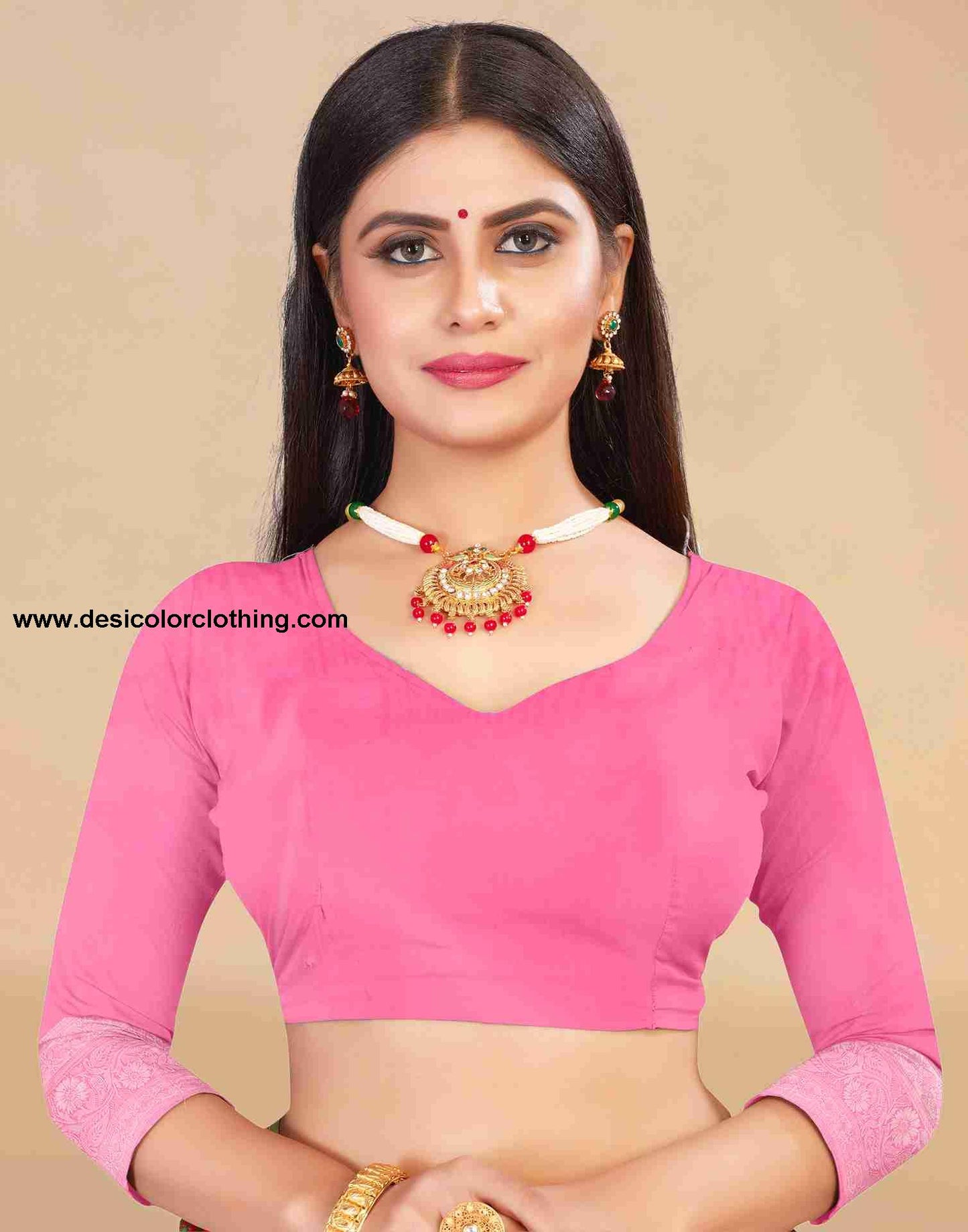 Pink Cotton Plain Saree