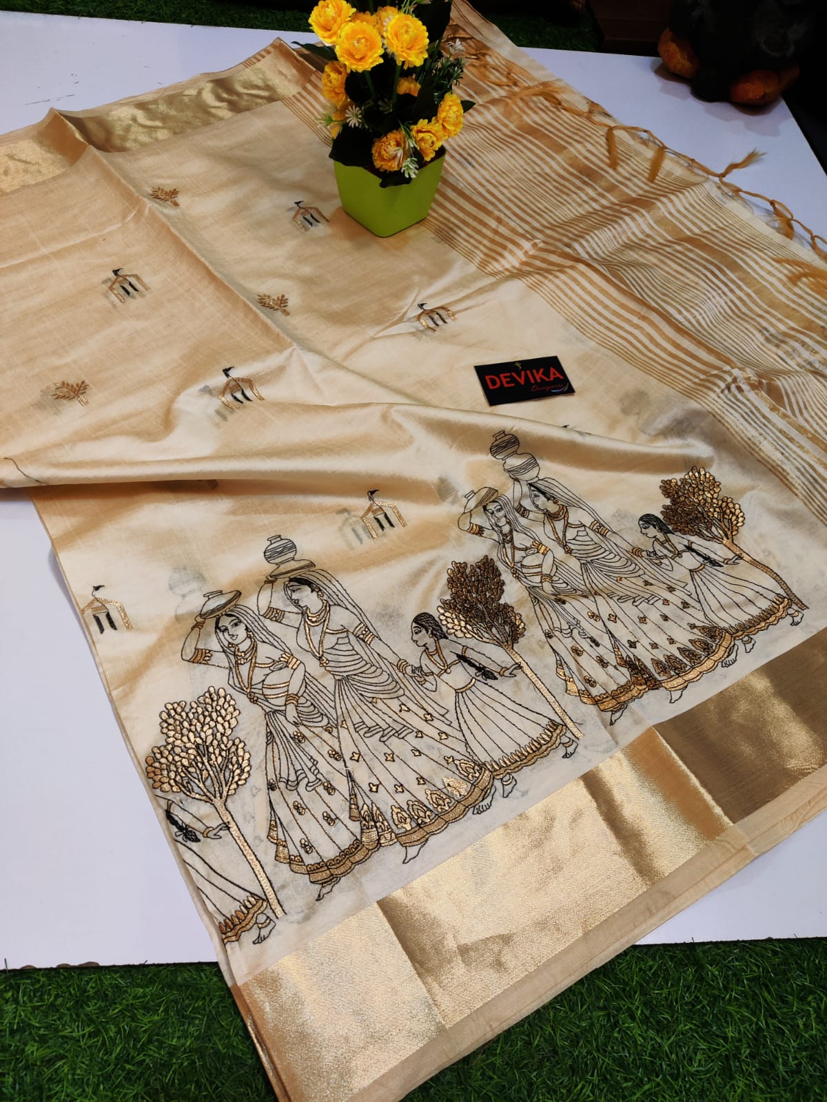 Product Image - Designer Georgette Saree with Exclusive Kalankari Weaving - Ethnic Wear