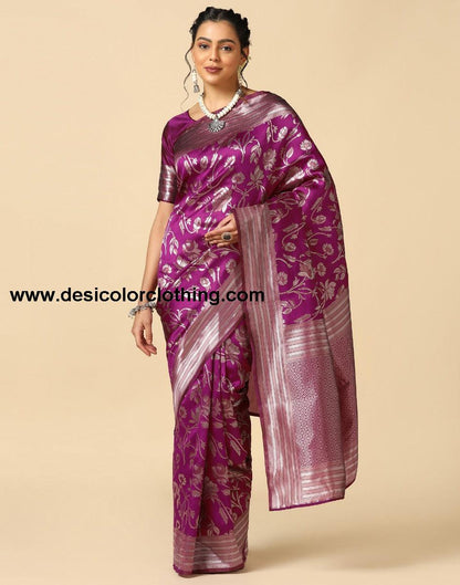 Wine Silk Saree