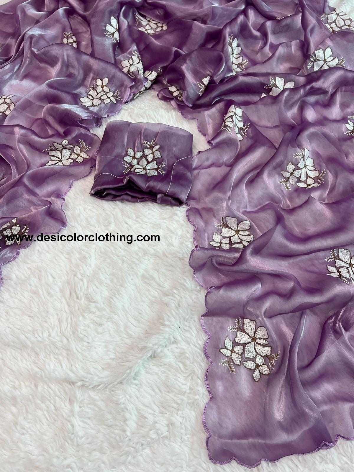 Pure Glass Jimmy Chu Chiffon Saree Collection*