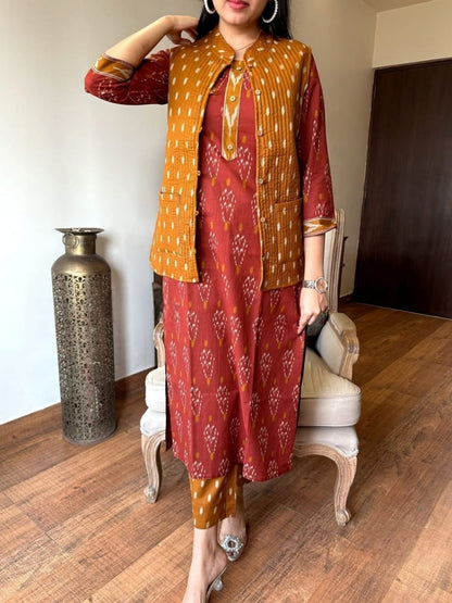 Product Image - Voluminous Jacket Suit Set - Elegant Cotton Ethnic Wear