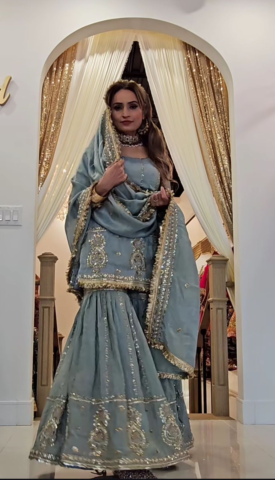 Product Image - Exclusive Designer Suit with Embroidered Chinon Silk