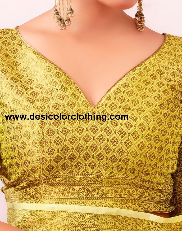Yellow Silk Plain Saree