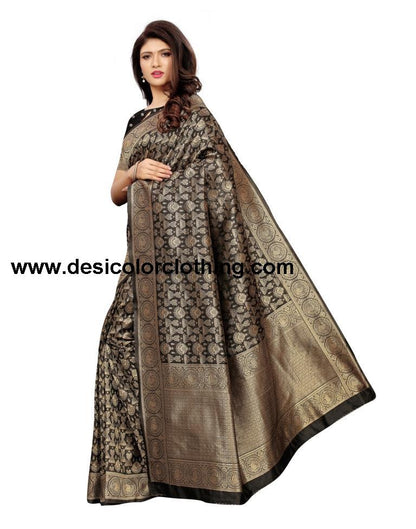 Black Coloured Poly Silk Banarasi Jacquard Partywear Saree | SLV1115S59