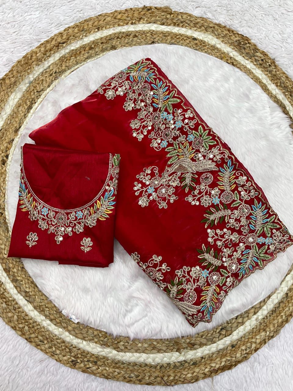 Product Image - Elegant Viscose Georgette Saree with Banarasi Multi Embroidery | Festive Wear