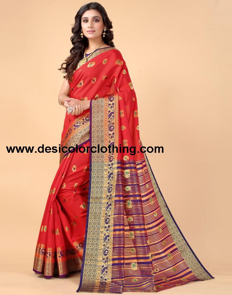 Red Silk Saree | SLV2370S132