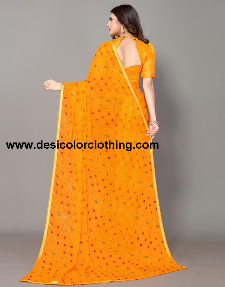 Yellow Bandhani Printed Saree