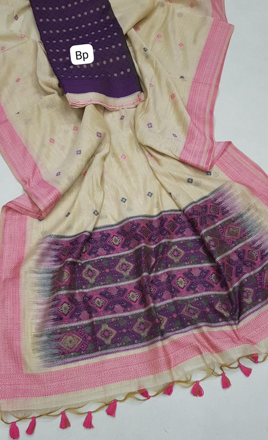 Product Image - Designer Muga Silk Saree with Contrast Weaving Border – Festive Wear