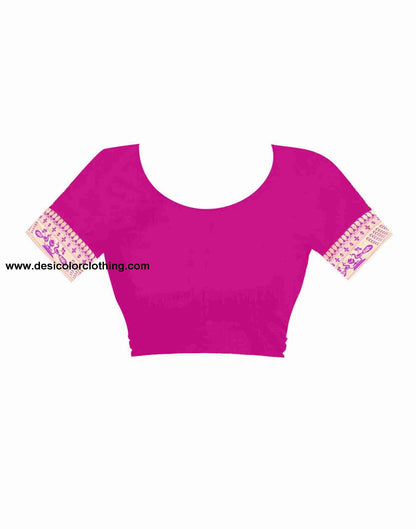 Pink Silk Plain Saree