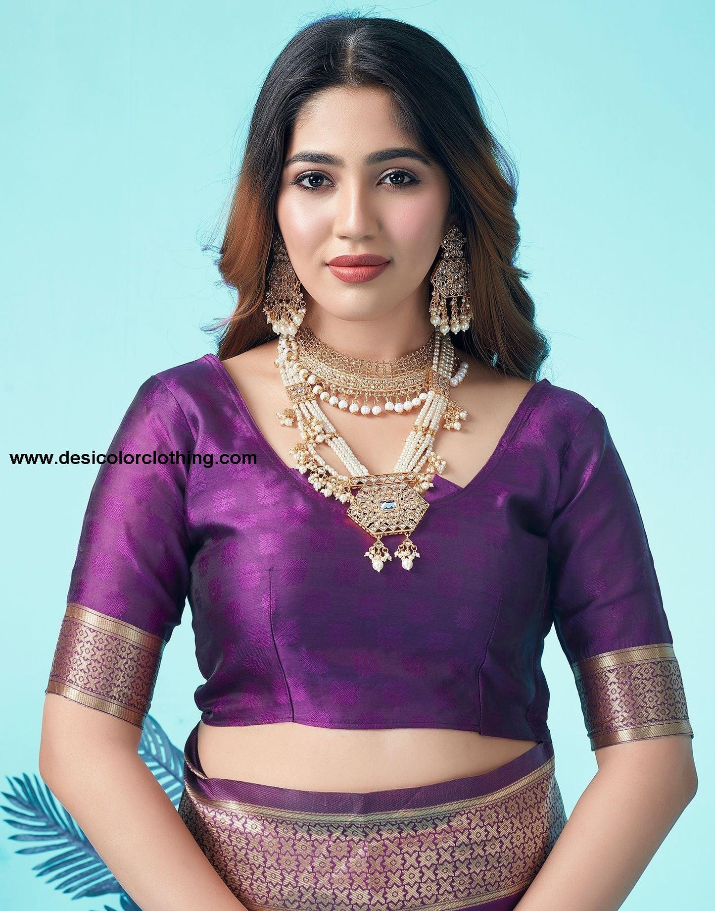 Dark Purple Jacquard Silk Saree