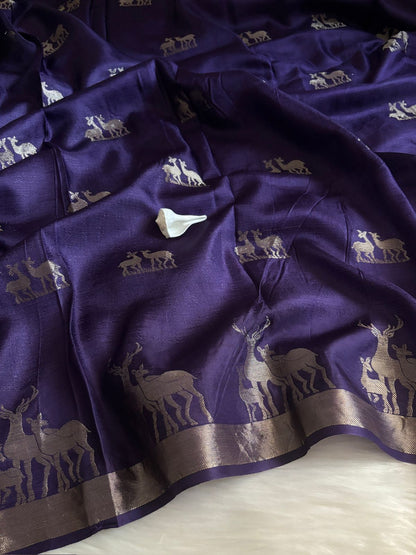Product Image - Hiran Silk - Pure Khadi Silk Designer Saree with Deer Design | Festive & Wedding Wear