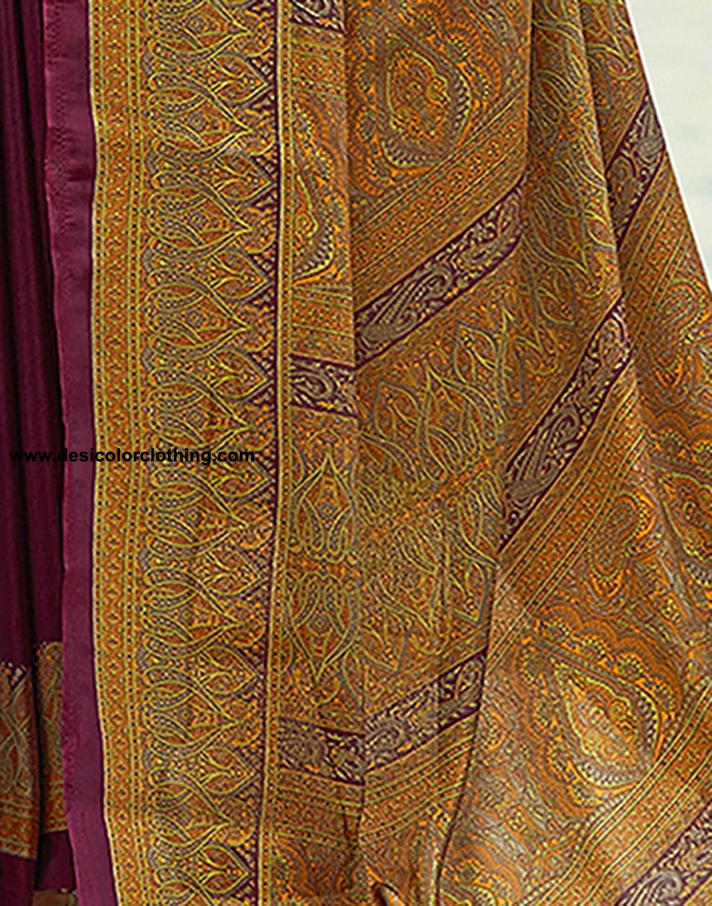 Yellow Printed Silk Saree