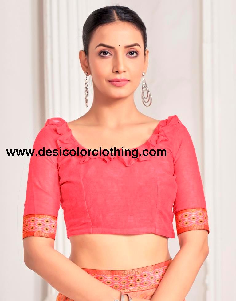 Peach Chiffon Printed Saree