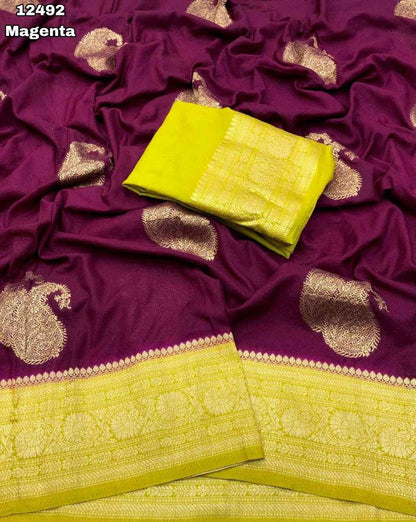Premium Hand-Dyed Khadi Georgette Saree with Mango Weaving - New Arrivals