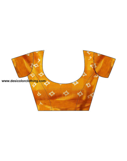 Yellow Printed Cotton Geometric Saree
